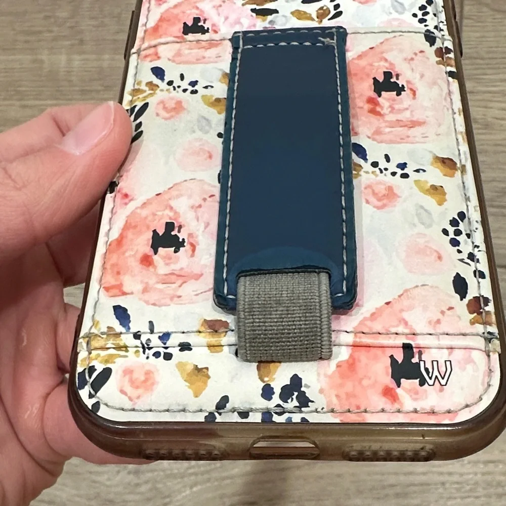 Walli iPhone X XS Floral Phone Case Pink Peony wallet card holder